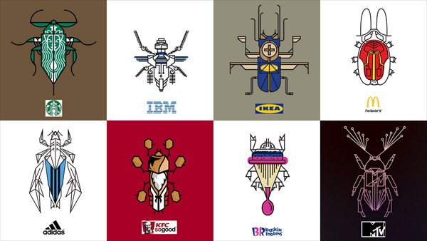 世界的な有名企業のロゴを昆虫風のアイコンに！　作品15選！！